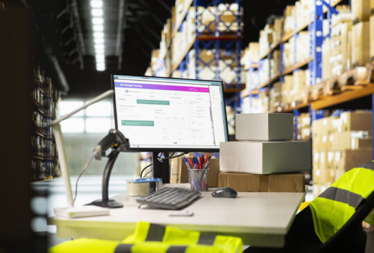 Empty professional warehouse space used for shipping cargo goods from online shopping local small brand, ensuring express delivery from the storage room depot. Supply room.